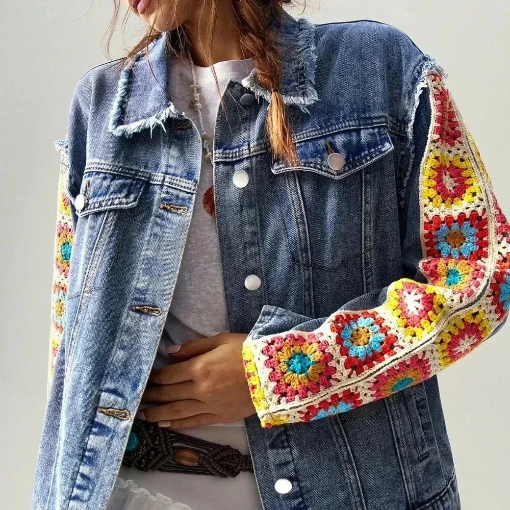 Blue Casual Women's Floral Print Drop Shoulder Long Sleeve Woven Jacket - Picture 6 of 8